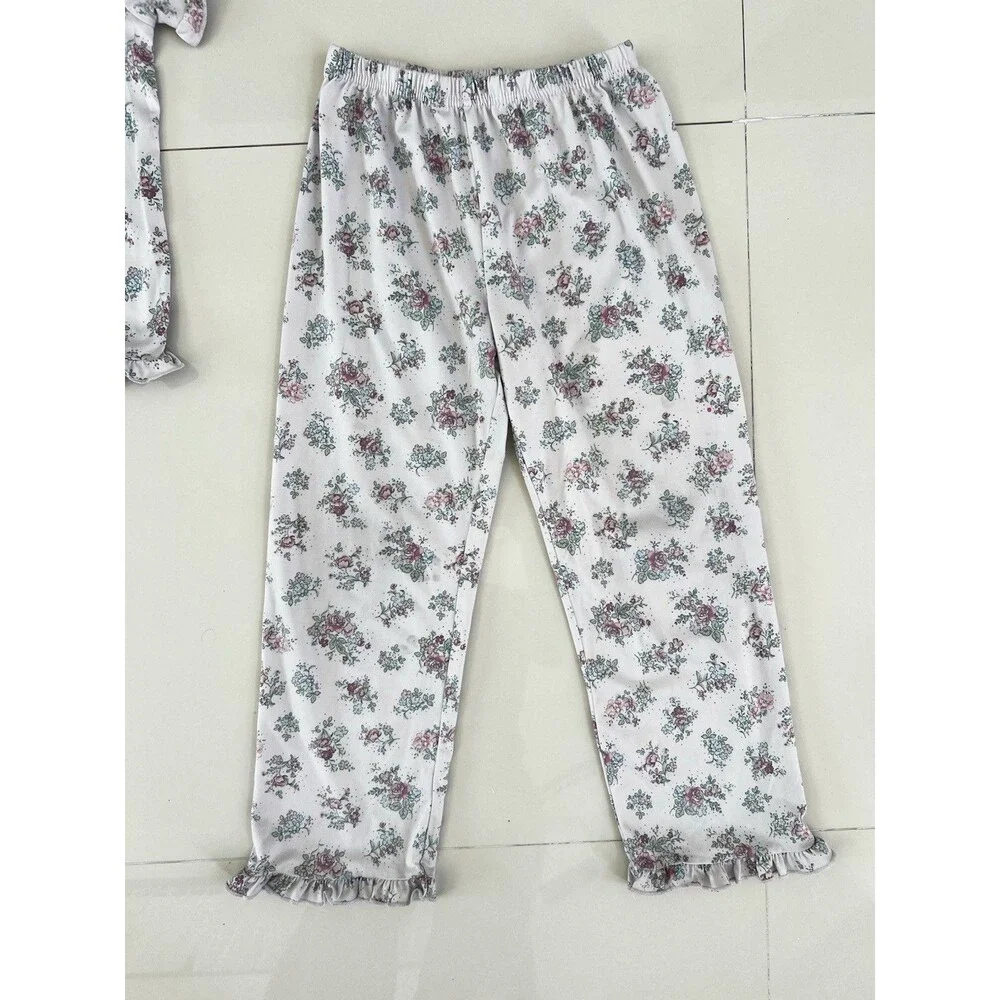 LAURA ASHLEY Pink Floral Pajamas Pj Set Cottage Core Cute Sleepwear soft 6